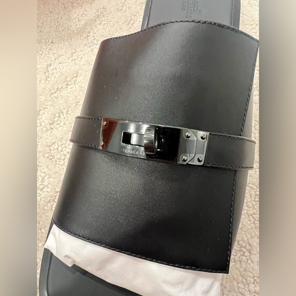 Hermes Men’s Gabriel Black Sandal Size 46 Size 12 / 12.5 - Picture 5 of 6